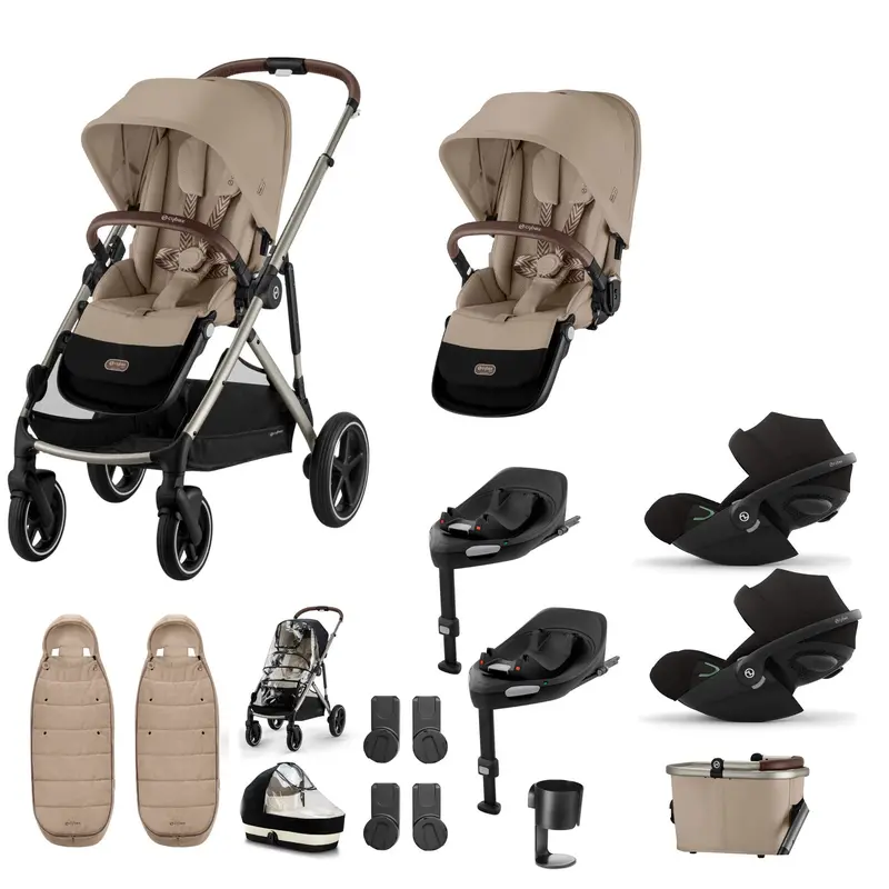 Cybex Gazelle S Twin Luxury Pushchair Bundle In Almond Beige 1