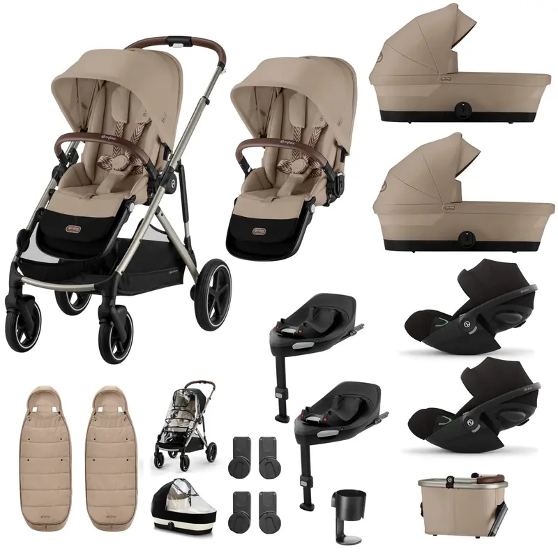 Cybex Gazelle S Twin Luxury Pushchair Bundle In Almond Beige 2