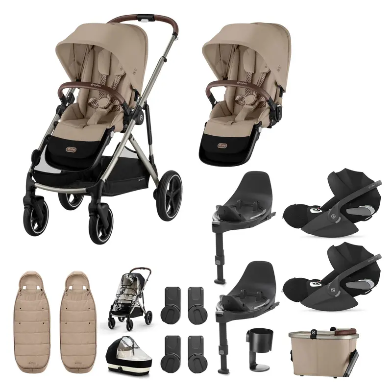 Cybex Gazelle S Twin Luxury Pushchair Bundle In Almond Beige 7