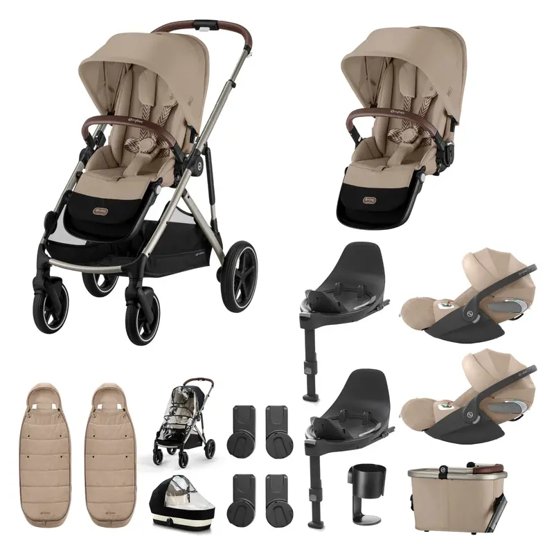 Cybex Gazelle S Twin Luxury Pushchair Bundle In Almond Beige 7