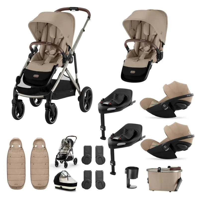 Cybex Gazelle S Twin Luxury Pushchair Bundle In Almond Beige 8
