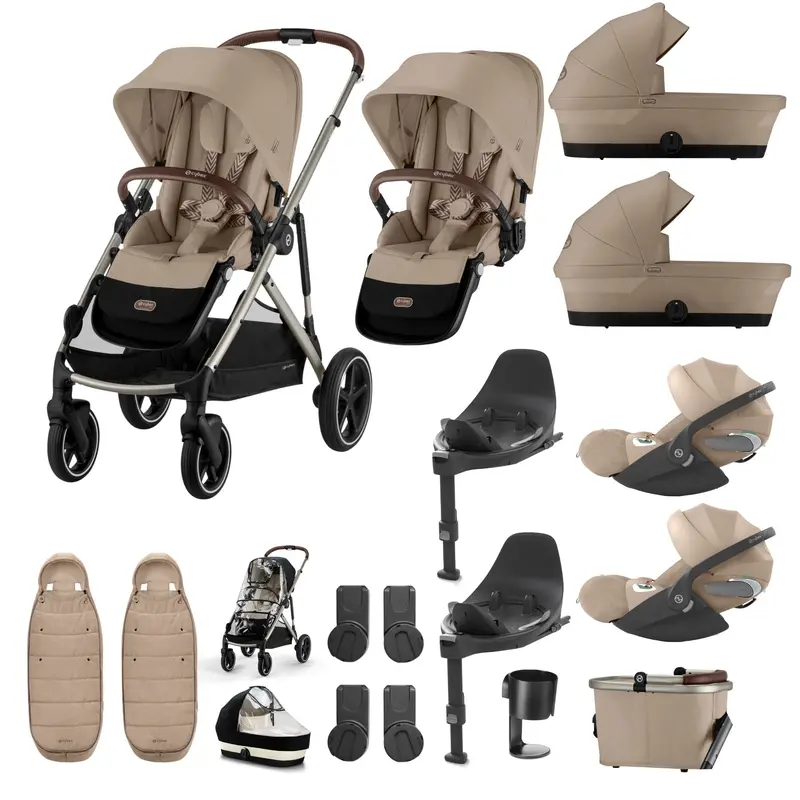 Cybex Gazelle S Twin Luxury Pushchair Bundle In Almond Beige 8