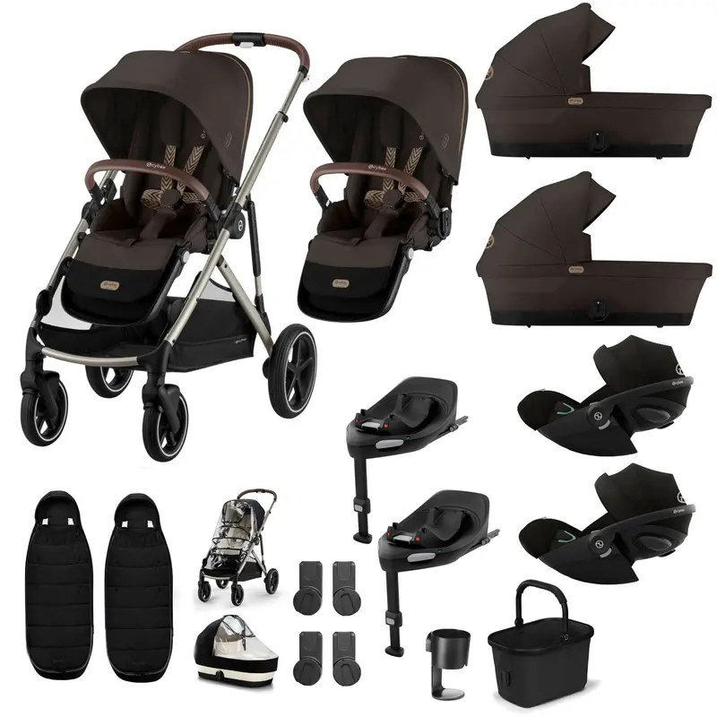 Cybex Gazelle S Twin Luxury Pushchair Bundle In Chocolate Brown 4