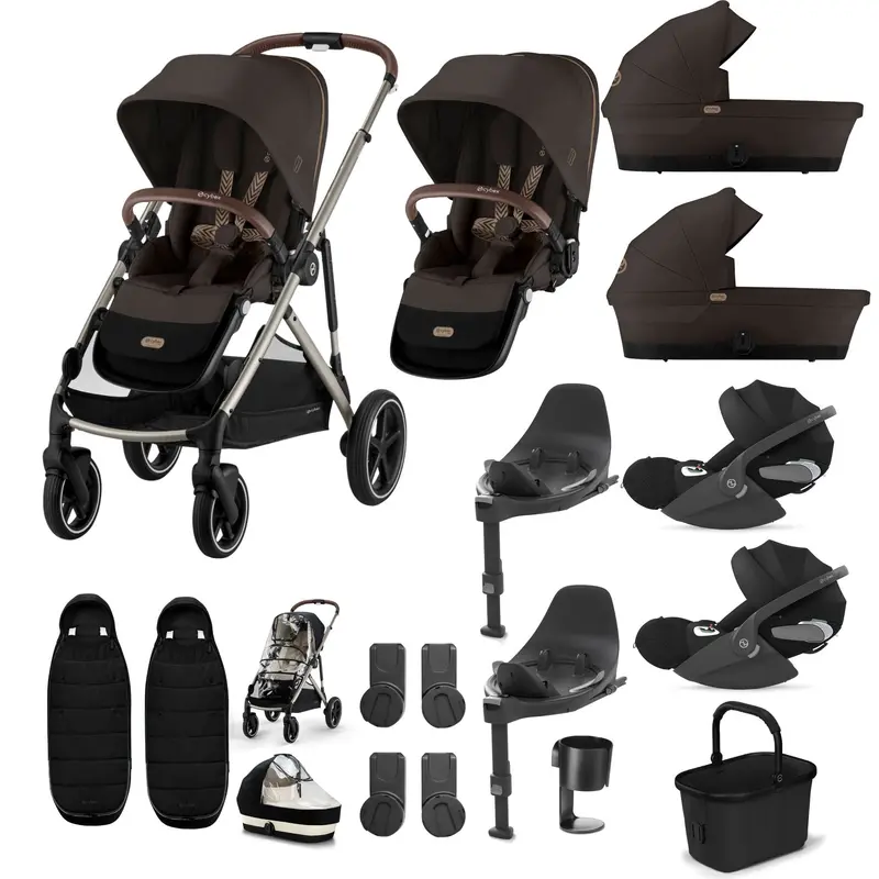 Cybex Gazelle S Twin Luxury Pushchair Bundle In Chocolate Brown 6