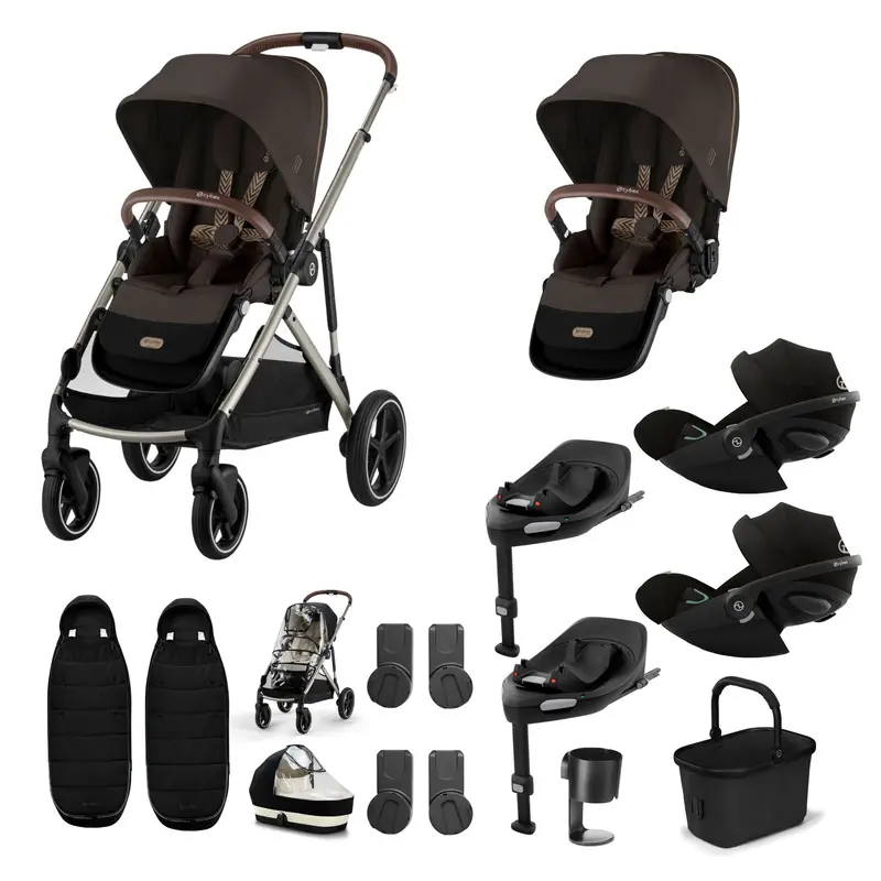 Cybex Gazelle S Twin Luxury Pushchair Bundle In Chocolate Brown 7