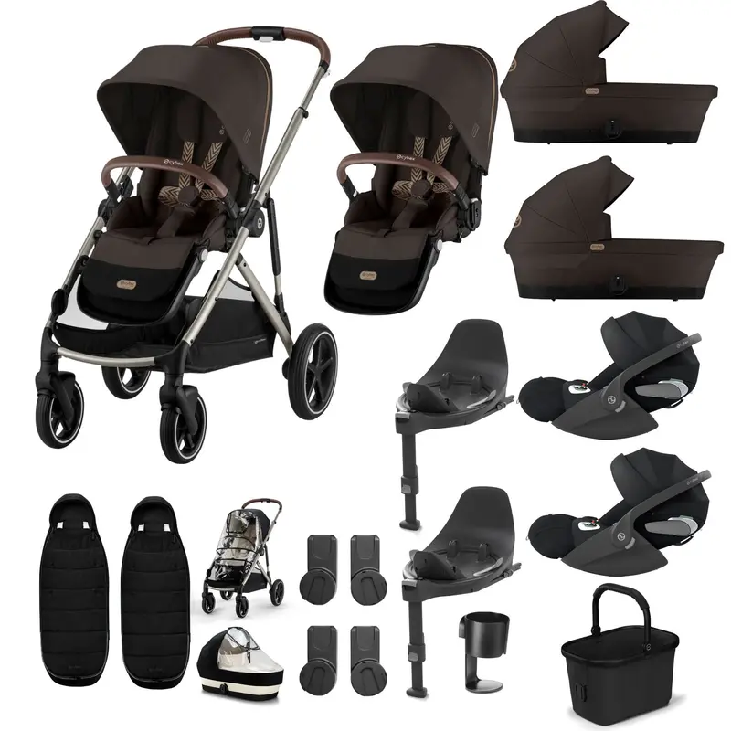 Cybex Gazelle S Twin Luxury Pushchair Bundle In Chocolate Brown 8
