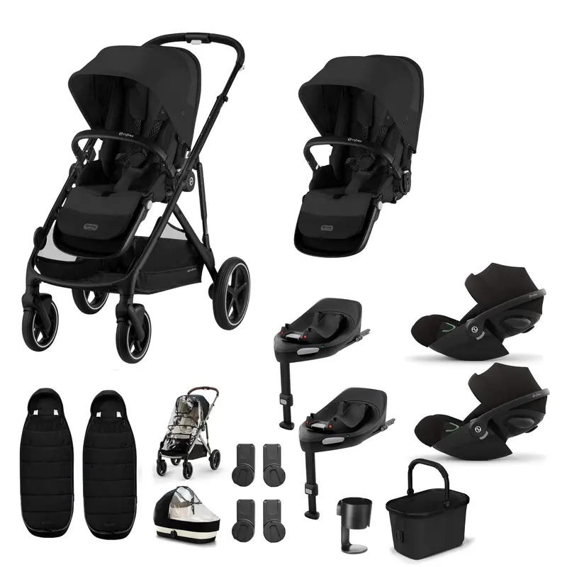 Cybex Gazelle S Twin Luxury Pushchair Bundle In Moon Black 1