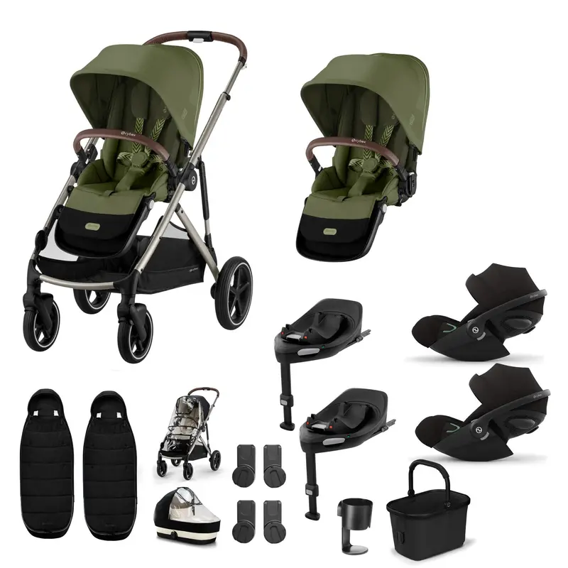Cybex Gazelle S Twin Luxury Pushchair Bundle In Moss Green 1