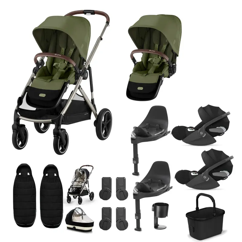 Cybex Gazelle S Twin Luxury Pushchair Bundle In Moss Green 6