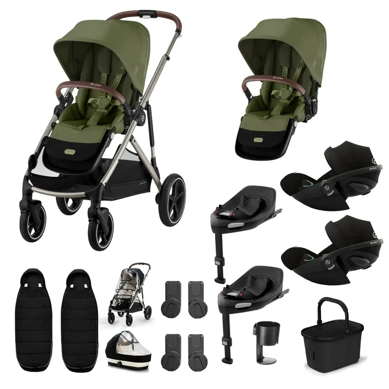 Cybex Gazelle S Twin Luxury Pushchair Bundle In Moss Green 7