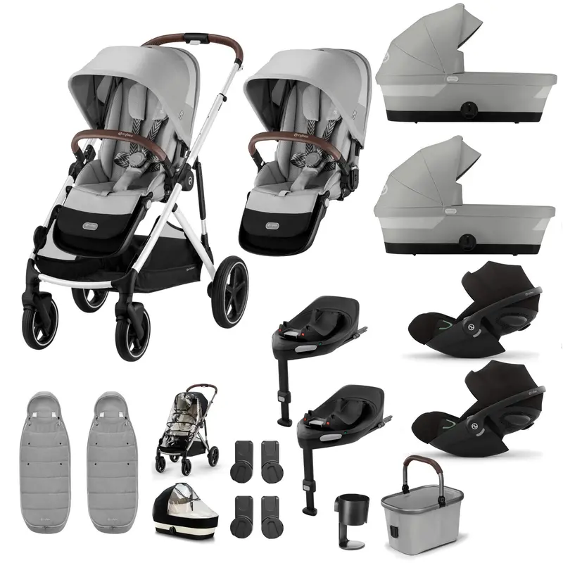 Cybex Gazelle S Twin Luxury Pushchair Bundle In Stone Grey 2