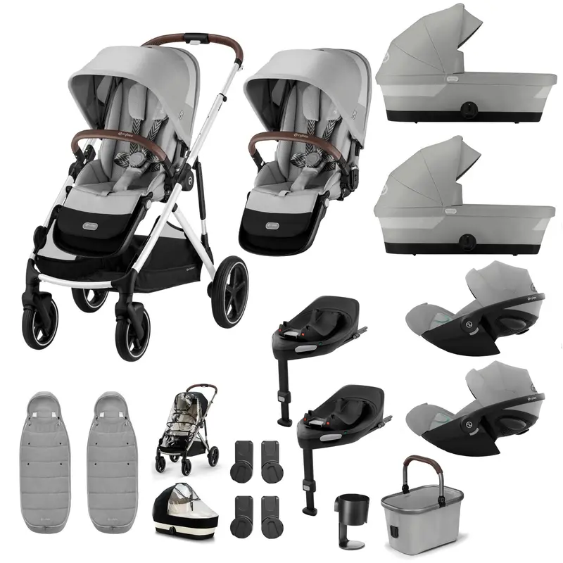 Cybex Gazelle S Twin Luxury Pushchair Bundle In Stone Grey 4