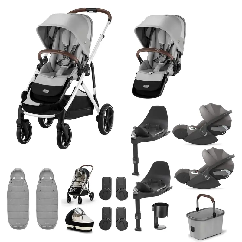 Cybex Gazelle S Twin Luxury Pushchair Bundle In Stone Grey 6