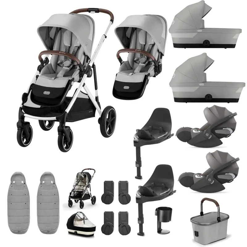 Cybex Gazelle S Twin Luxury Pushchair Bundle In Stone Grey 6