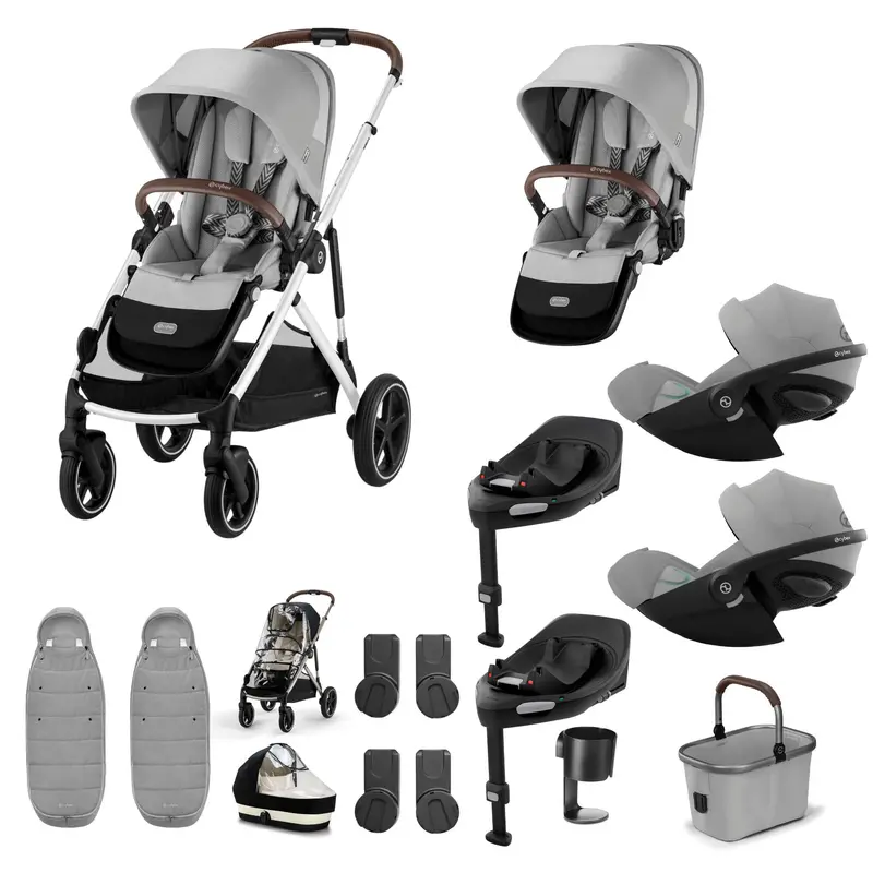 Cybex Gazelle S Twin Luxury Pushchair Bundle In Stone Grey 7