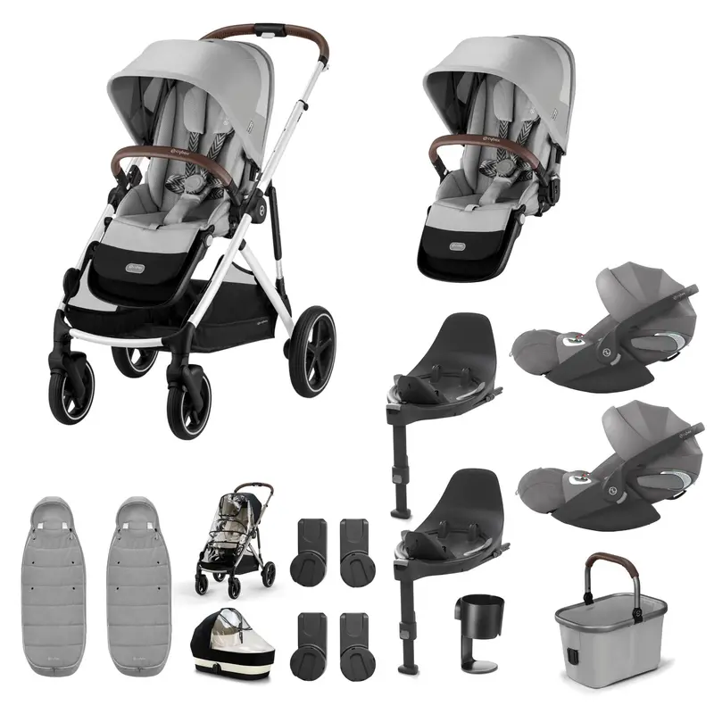 Cybex Gazelle S Twin Luxury Pushchair Bundle In Stone Grey 8