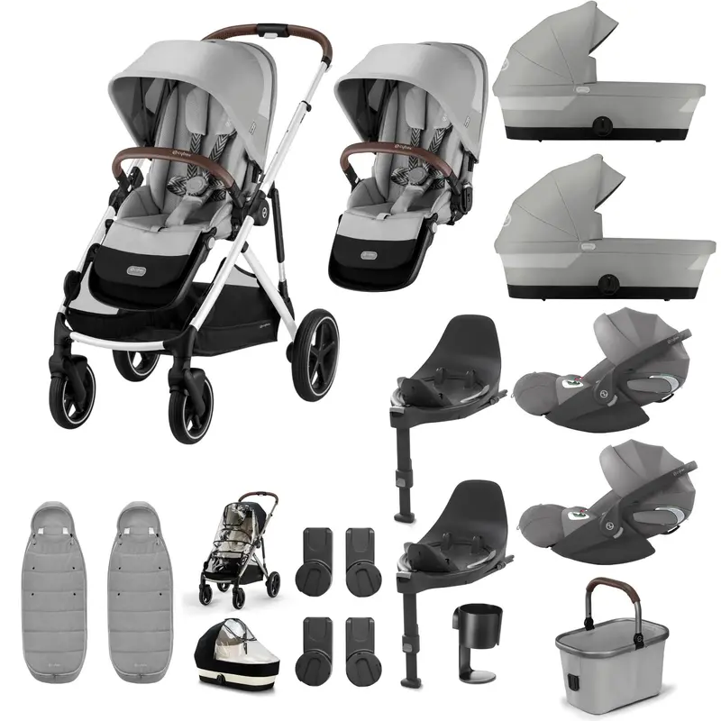 Cybex Gazelle S Twin Luxury Pushchair Bundle In Stone Grey 8