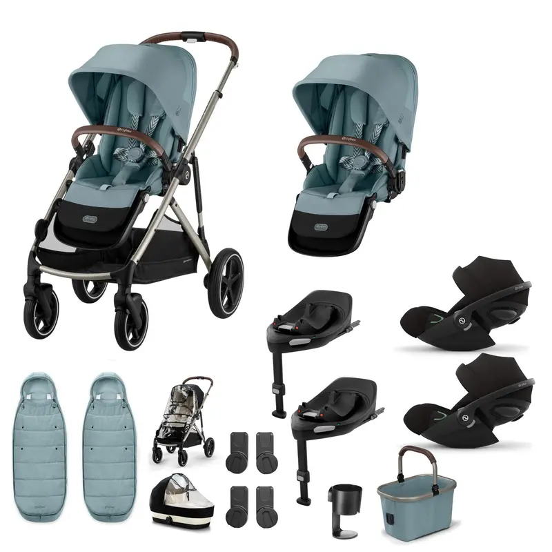 Cybex Gazelle S Twin Luxury Pushchair Bundle In Stormy Blue 1