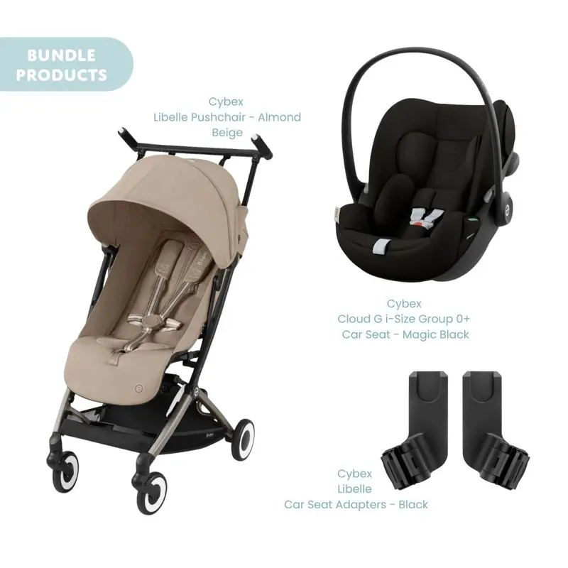 Cybex Libelle Pushchair Pushchair With Cloud G Car Seat Travel System Bundle - Almond Beige 1