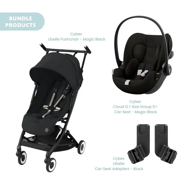 Cybex Libelle Pushchair Pushchair With Cloud G Car Seat Travel System Bundle - Magic Black 1