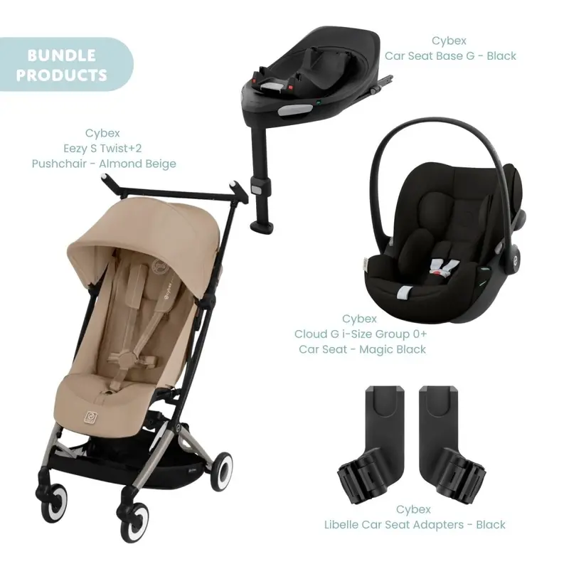 Cybex Libelle Pushchair V2 Pushchair With Cloud G Car Seat & Base Travel System Bundle - Almond Beige 1