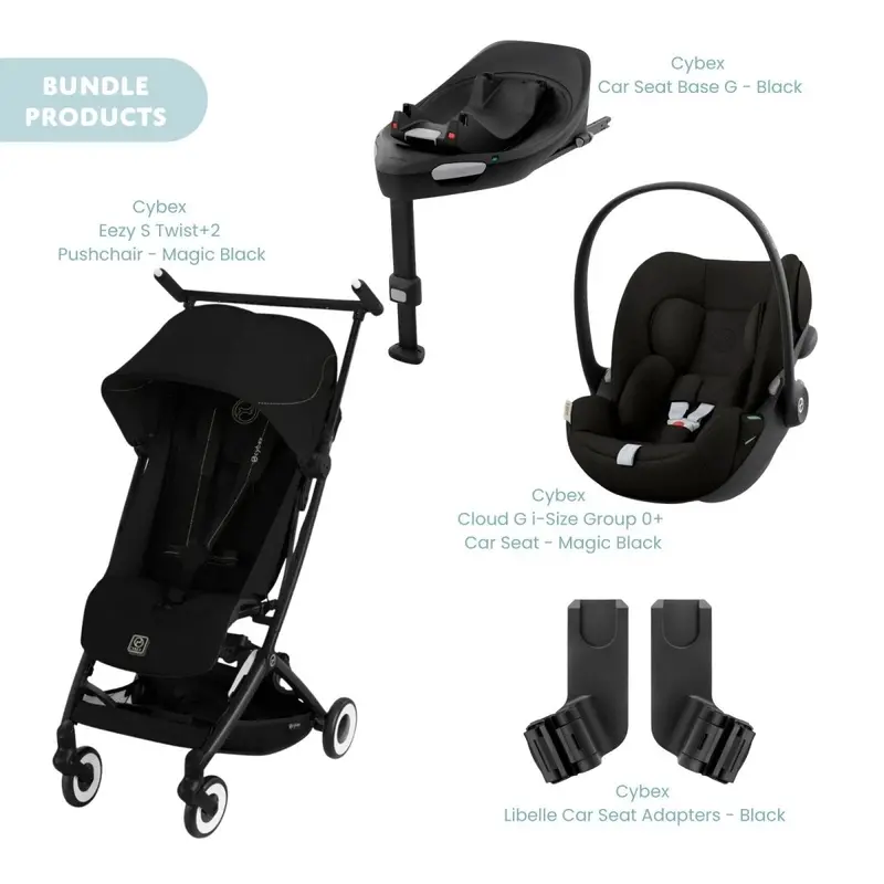 Cybex Libelle Pushchair V2 Pushchair With Cloud G Car Seat & Base Travel System Bundle - Magic Black 1