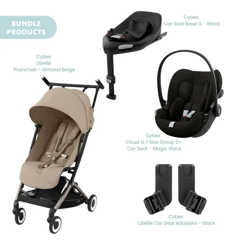 Cybex Libelle Pushchair With Cloud G Car Seat & Base Travel System Bundle - Almond Beige 1