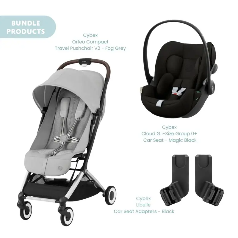 Cybex Orfeo Compact Pushchair With Cloud G Car Seat Travel System Bundle -Fog Grey 1