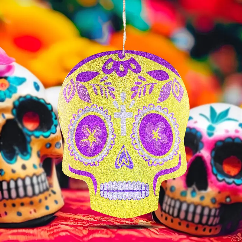 Decoración Colgante De Catrina Color Amarillo Para Día De Muertos 1