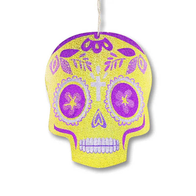 Decoración Colgante De Catrina Color Amarillo Para Día De Muertos 2