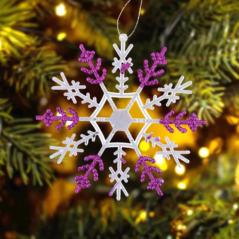 Decoración Colgante De Copo De Nieve Color Lila, 12Cm 2