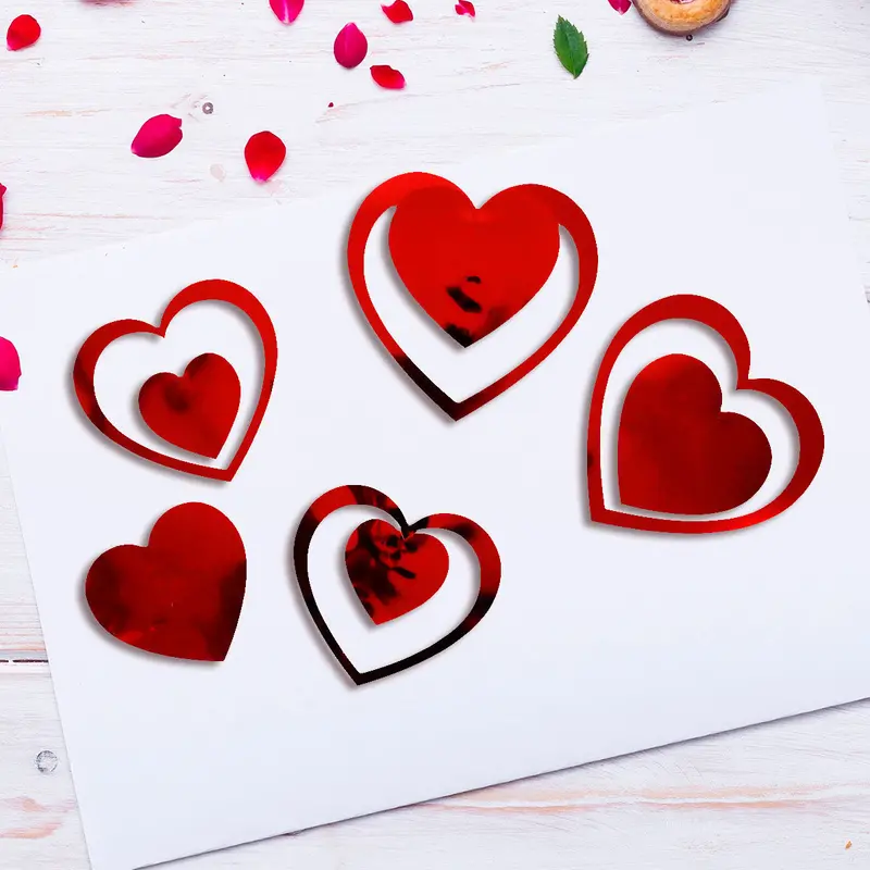 Decoración Colgante De Corazones Metálicos, Color Rojo 2