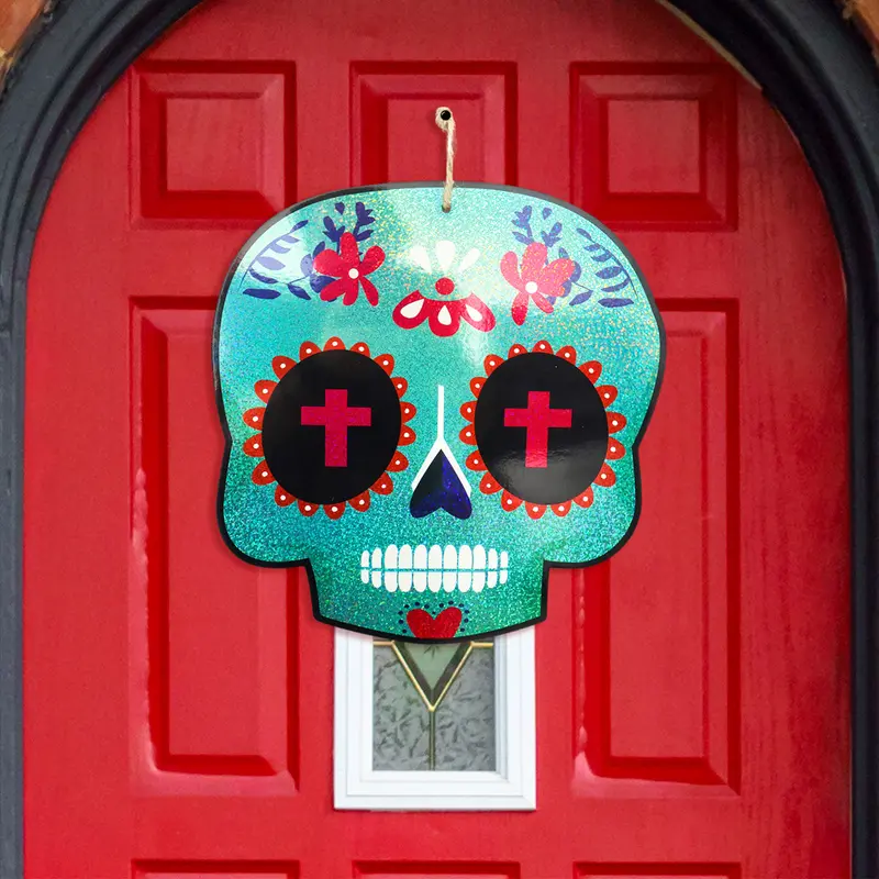 Decoración Colgante De Mdf Con Diseño De Catrín Color Azul 1