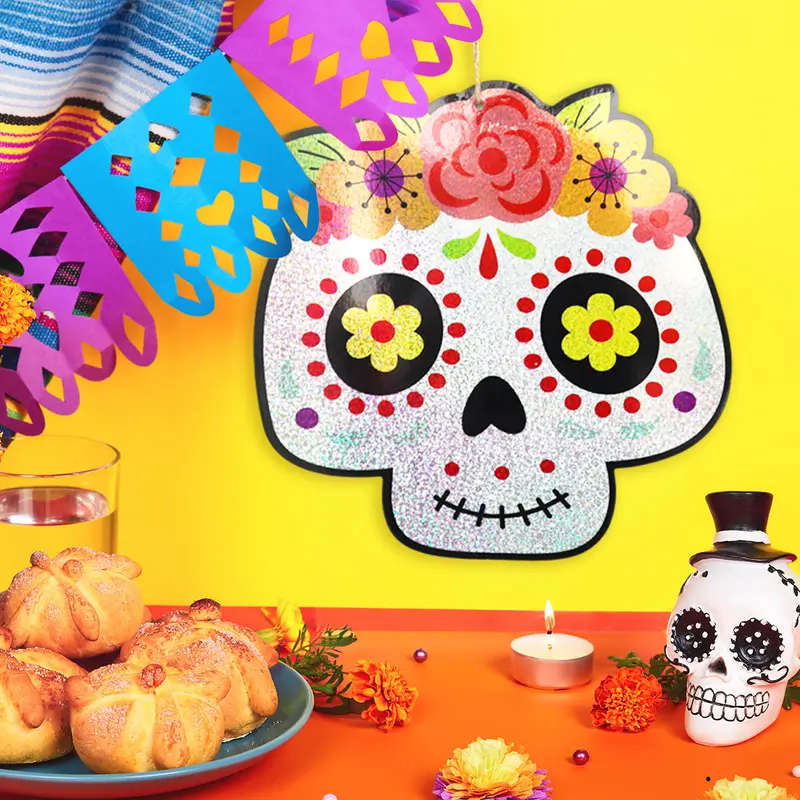 Decoración Colgante De Mdf Con Diseño De Catrina Color Plata 2