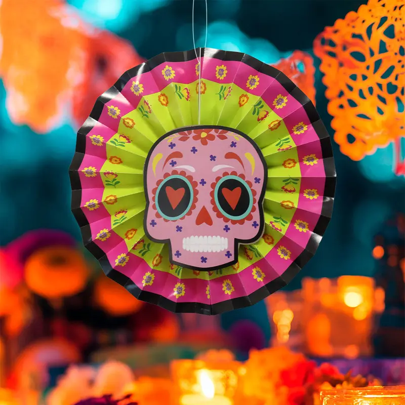Decoración Colgante De Papel Con Diseño De Calavera Color Rosa 1