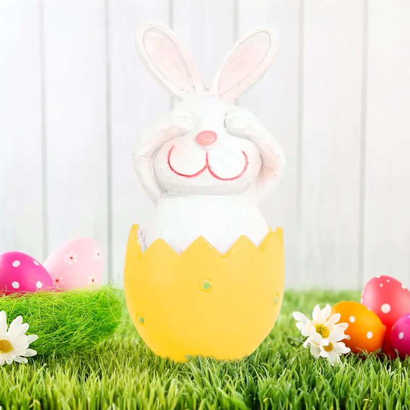 Decoración Conejo Saliendo De Huevo De Pascua, Color Naranja 2