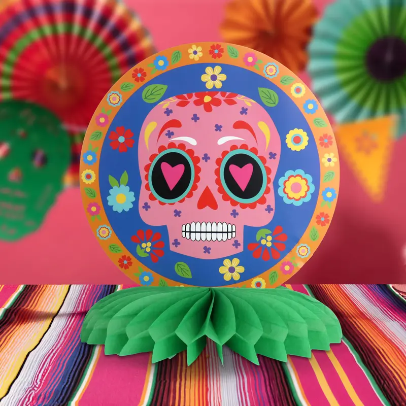 Decoración De Calavera Color Naranja Para Día De Muertos 1