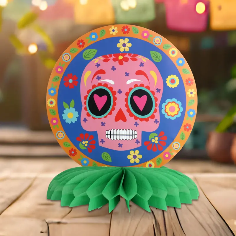 Decoración De Calavera Color Naranja Para Día De Muertos 2