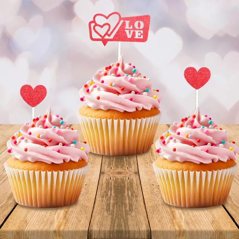 Decoración De San Valentín Para Pasteles, Color Rojo 1