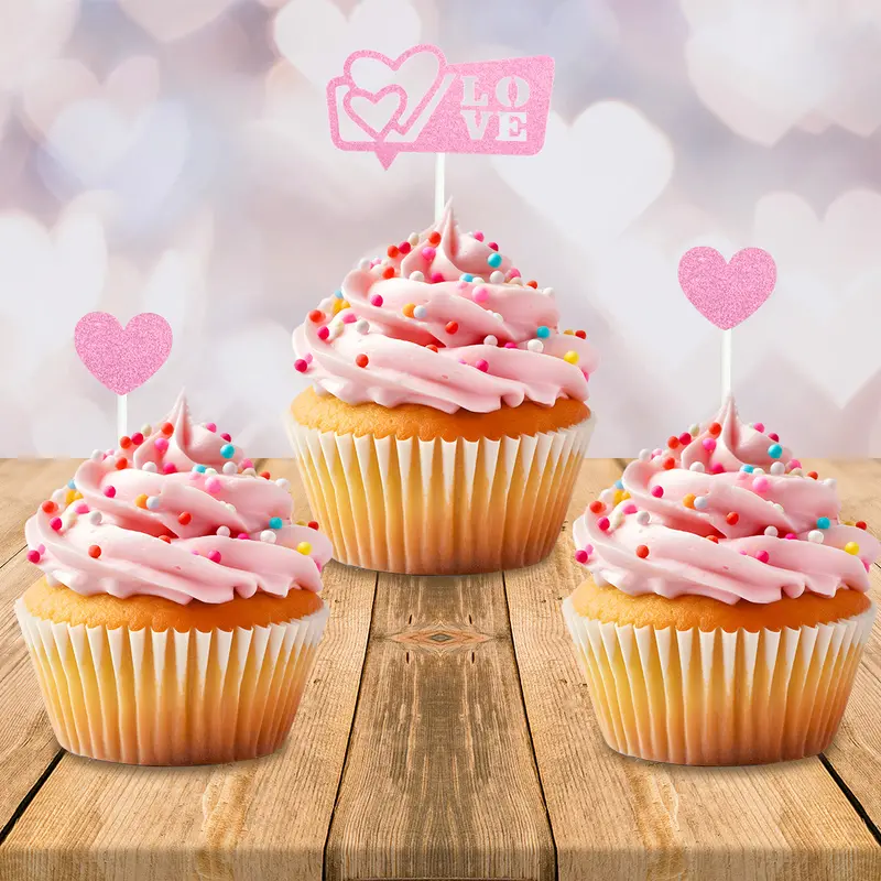 Decoración De San Valentín Para Pasteles, Color Rosa 1