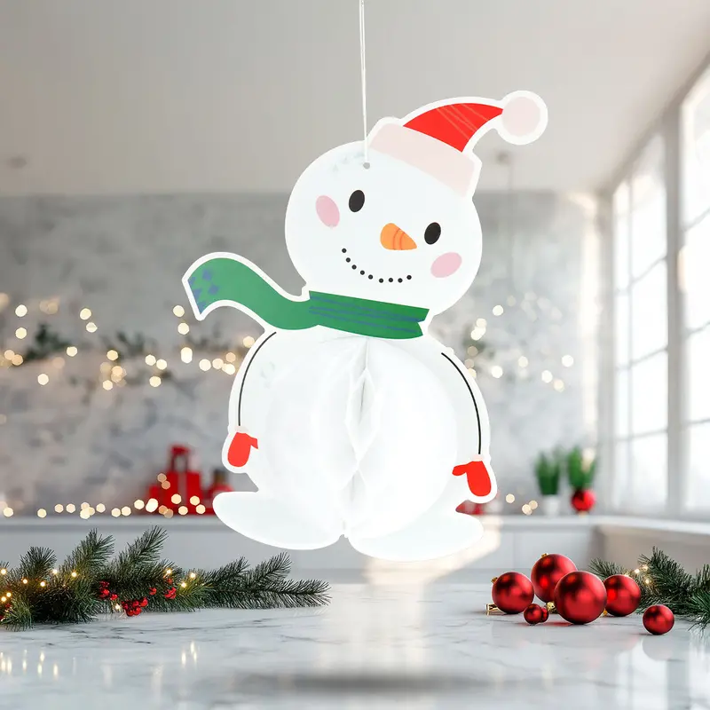 Decoración Navideña De Papel En Forma De Muñeco De Nieve 1