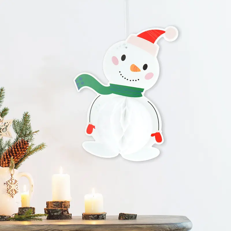 Decoración Navideña De Papel En Forma De Muñeco De Nieve 2