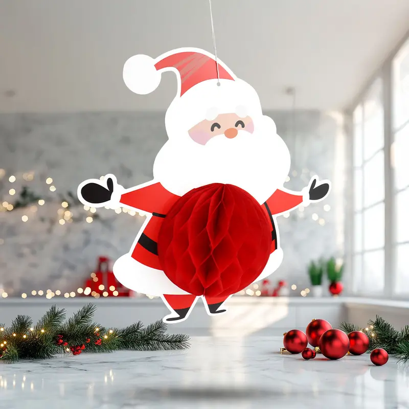Decoración Navideña De Papel En Forma De Santa Claus 1