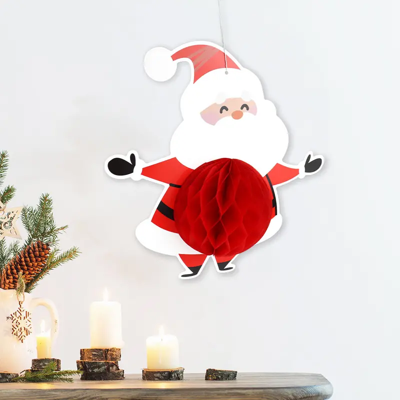 Decoración Navideña De Papel En Forma De Santa Claus 2