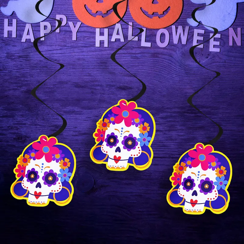 Decoraciones Colgantes En Espiral Con Diseño De Catrinas 2