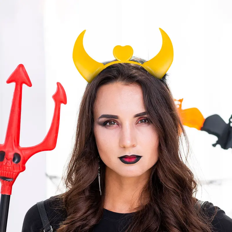 Diadema Color Amarillo Para Disfraz De Diablo 1