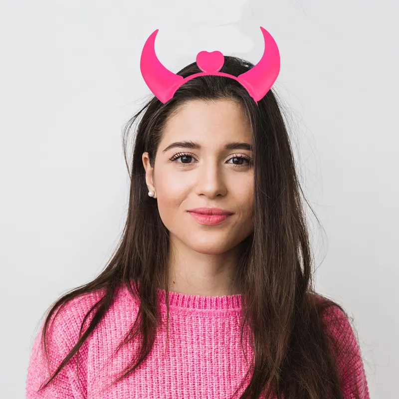 Diadema Color Rosa Para Disfraz De Diablo 1