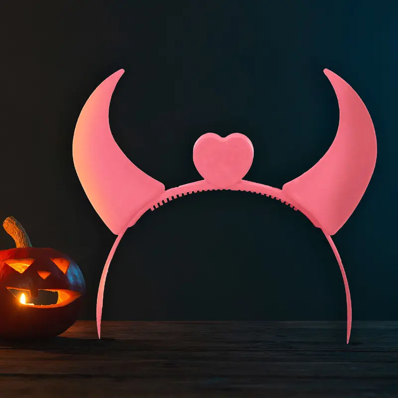 Diadema Con Cuernos De Diablito Color Rosa Para Disfraz 2
