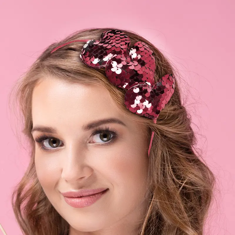 Diadema Con Lentejuelas, Color Fiusha 1