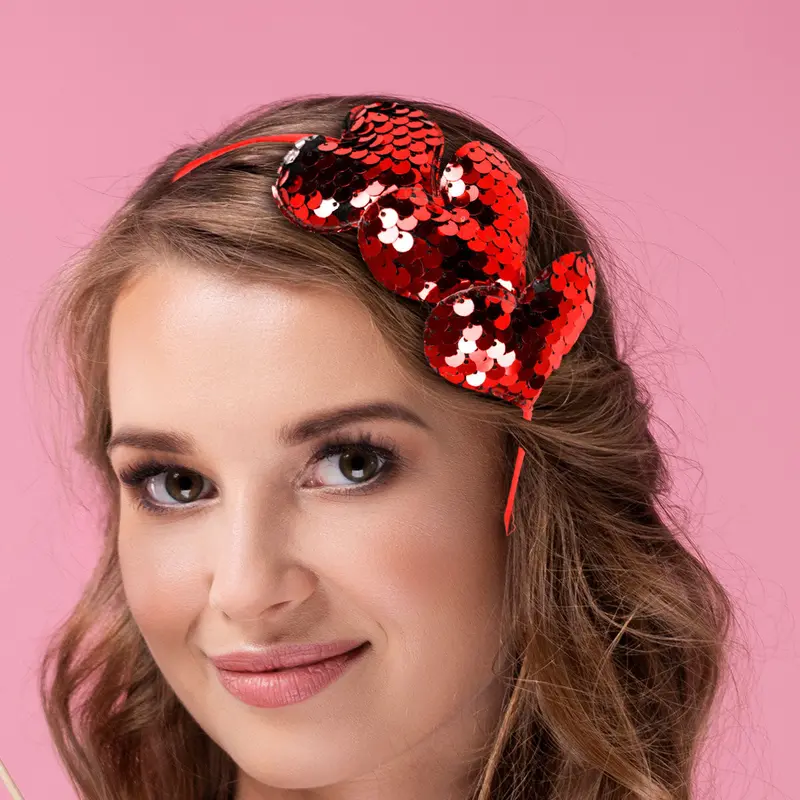 Diadema Con Lentejuelas, Color Rojo 1